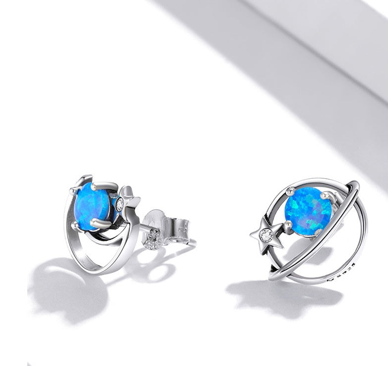 Orecchini argento 925 opale blu