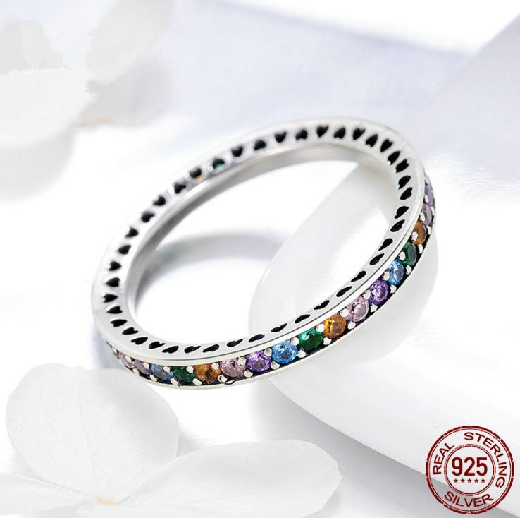 Anello S925 Pavé Cristalli Colorati