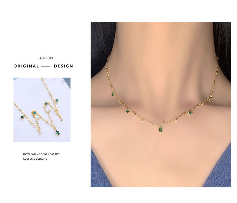 Collana Goccia Smeraldo e Zirconi