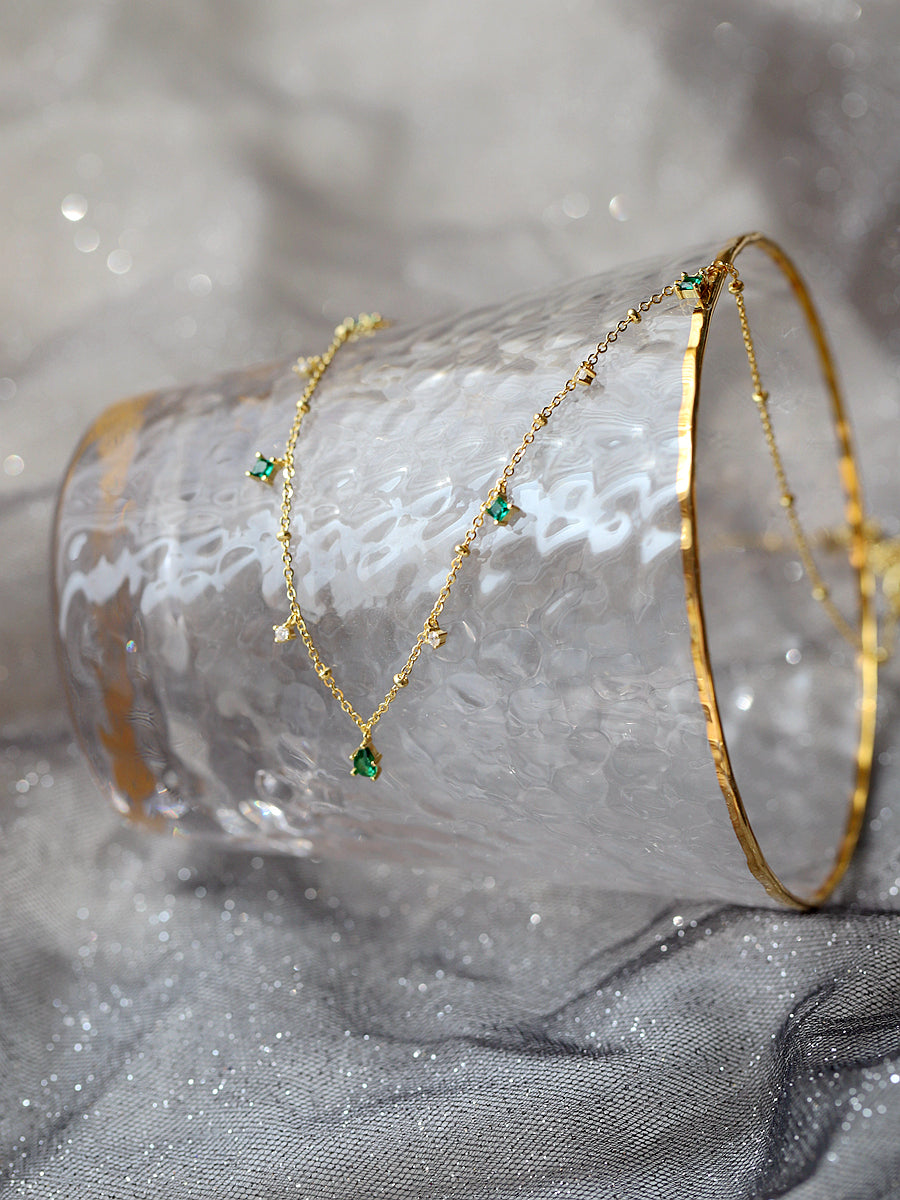 Collana Goccia Smeraldo e Zirconi