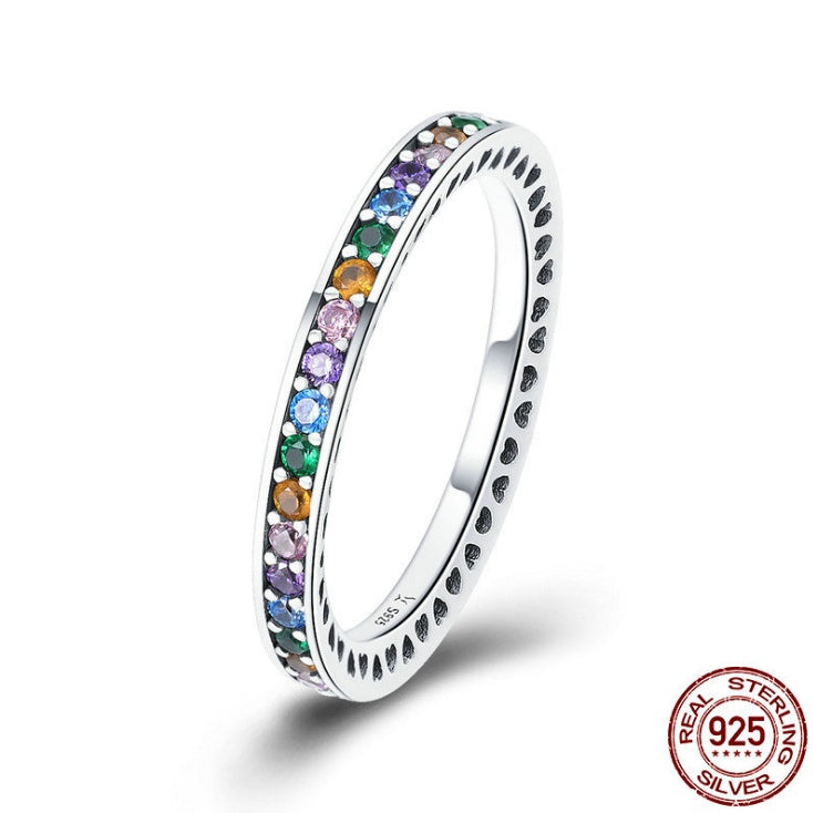 Anello S925 Pavé Cristalli Colorati
