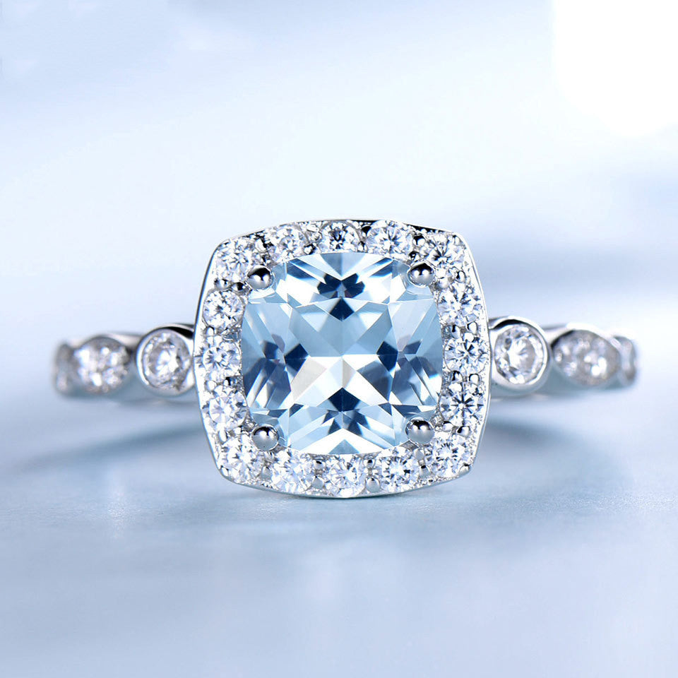 Anello Argento Blu Radiante