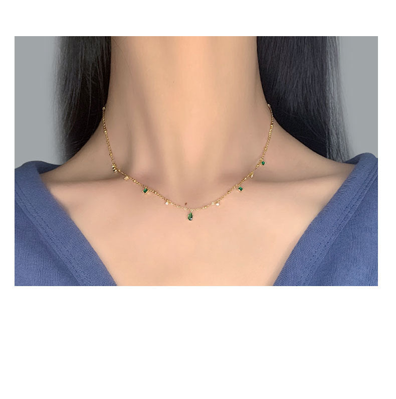 Collana Goccia Smeraldo e Zirconi